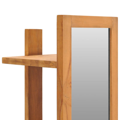 Wall Mirror with Shelves 30x30x120 cm Solid Teak Wood Payday Deals