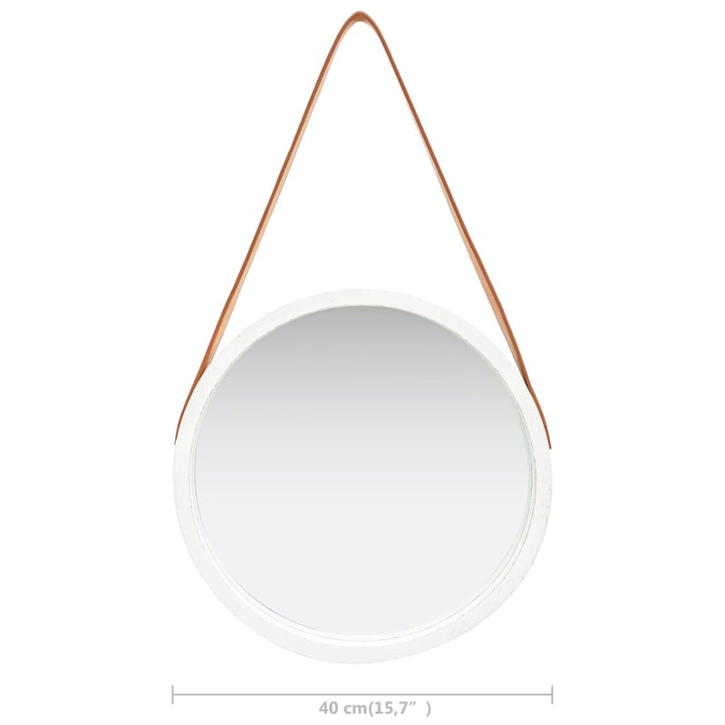 Wall Mirror with Strap 40 cm White Payday Deals