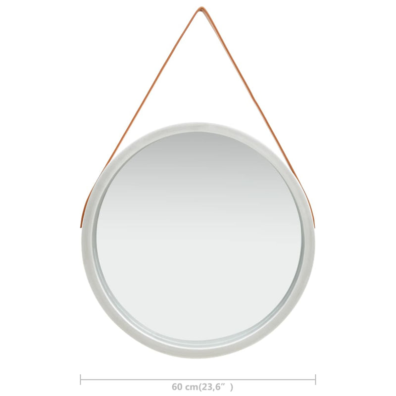 Wall Mirror with Strap 60 cm Silver Payday Deals