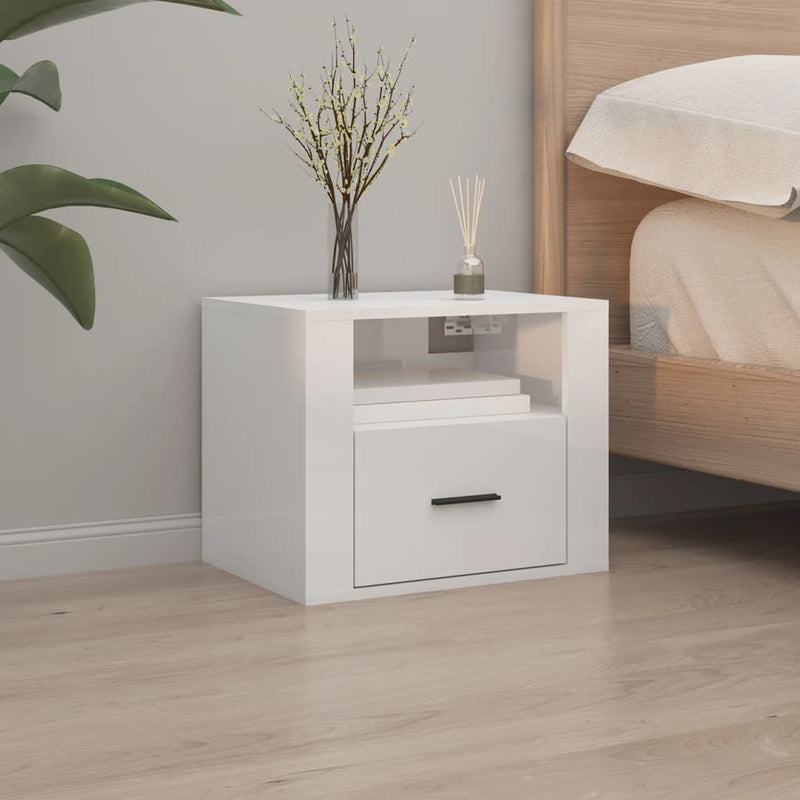 Wall-mounted Bedside Cabinet High Gloss White 50x36x40 cm Payday Deals