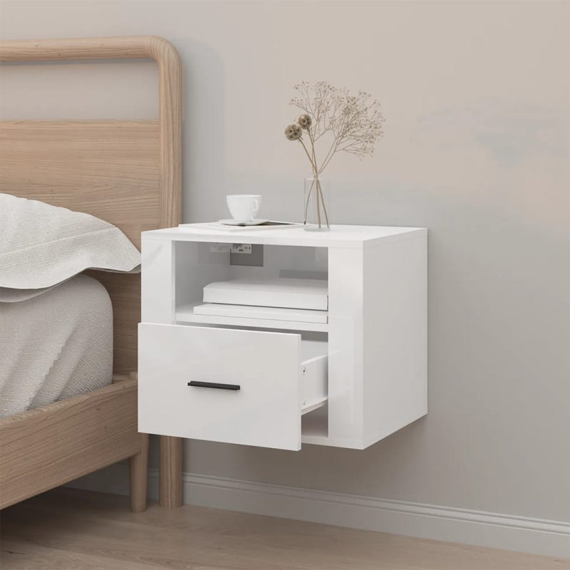 Wall-mounted Bedside Cabinet High Gloss White 50x36x40 cm Payday Deals