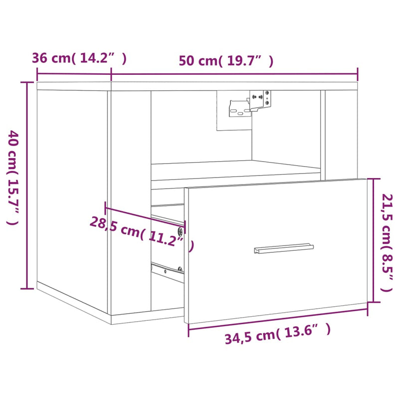 Wall-mounted Bedside Cabinet High Gloss White 50x36x40 cm Payday Deals