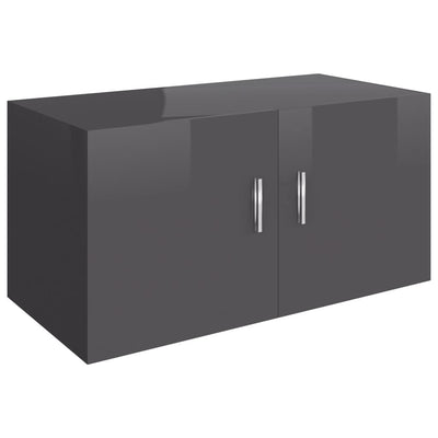 Wall Mounted Cabinet High Gloss Grey 80x39x40 cm Chipboard Payday Deals