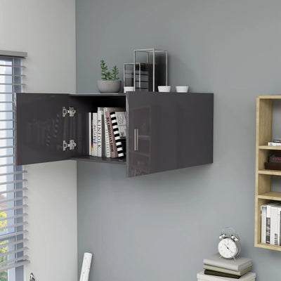 Wall Mounted Cabinet High Gloss Grey 80x39x40 cm Chipboard Payday Deals