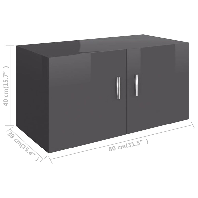 Wall Mounted Cabinet High Gloss Grey 80x39x40 cm Chipboard Payday Deals