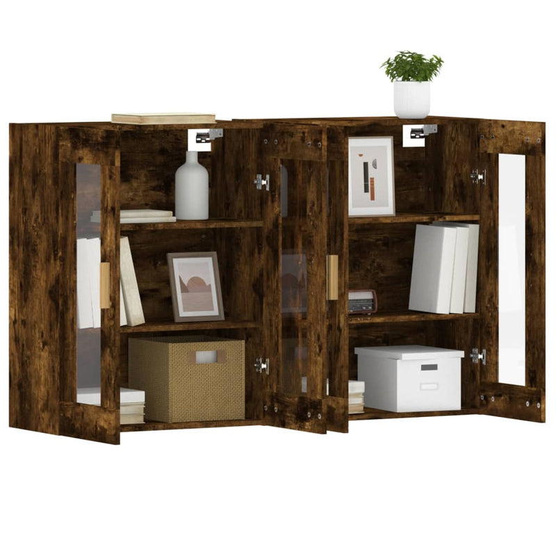 Wall Mounted Cabinets 2 pcs Smoked Oak Engineered Wood Payday Deals