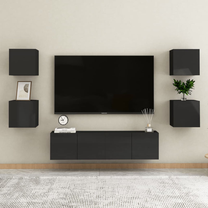 Wall Mounted TV Cabinet High Gloss Black 30.5x30x30 cm Payday Deals