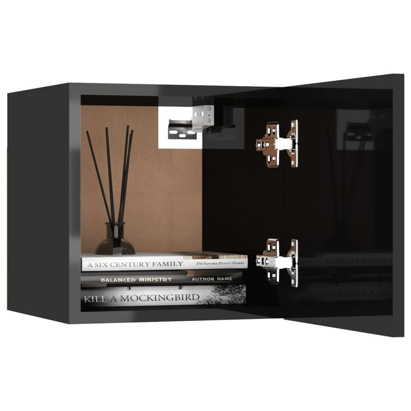 Wall Mounted TV Cabinet High Gloss Black 30.5x30x30 cm Payday Deals