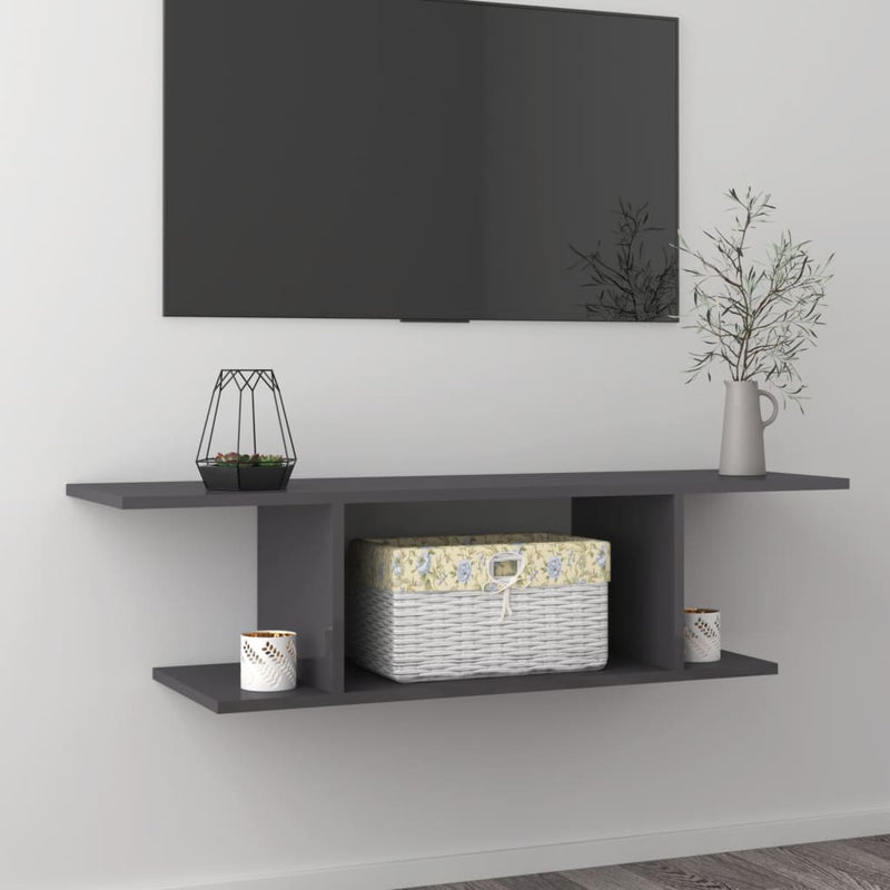 Wall Mounted TV Cabinet High Gloss Grey 103x30x26.5 cm Payday Deals