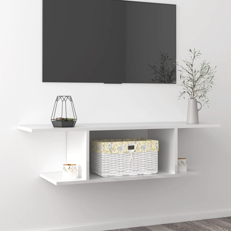 Wall Mounted TV Cabinet High Gloss White 103x30x26.5 cm Payday Deals