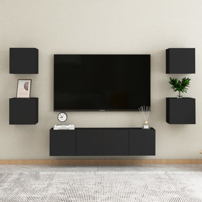 Wall Mounted TV Cabinets 2 pcs Black 30.5x30x30 cm Payday Deals