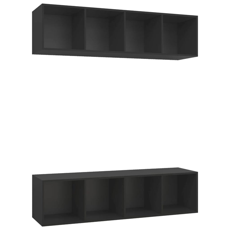 Wall-mounted TV Cabinets 2 pcs Black Engineered Wood Payday Deals