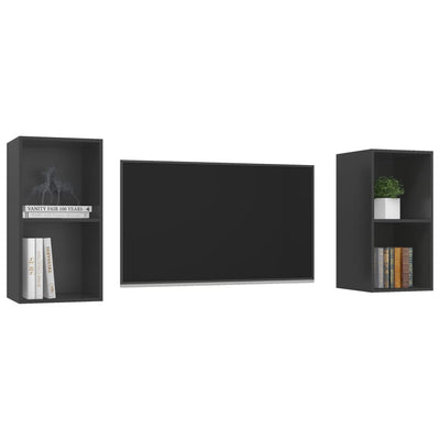 Wall-mounted TV Cabinets 2 pcs Grey Chipboard Payday Deals