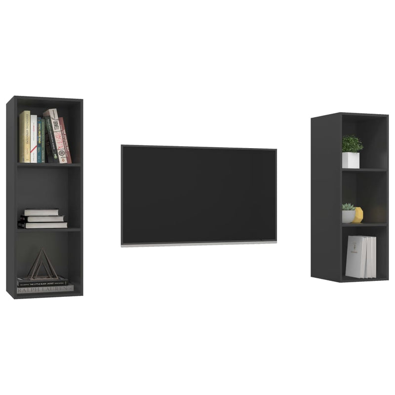Wall-mounted TV Cabinets 2 pcs Grey Engineered Wood Payday Deals