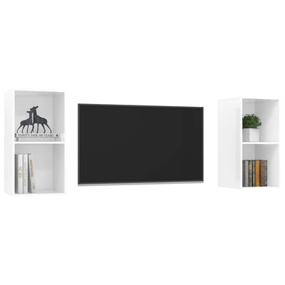 Wall-mounted TV Cabinets 2 pcs High Gloss White Chipboard Payday Deals