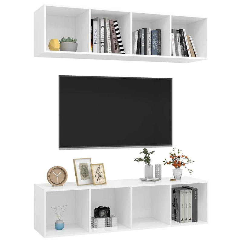 Wall-mounted TV Cabinets 2 pcs White Engineered Wood Payday Deals