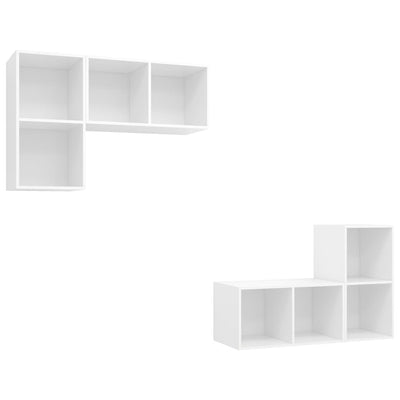 Wall-mounted TV Cabinets 4 pcs White Engineered Wood Payday Deals
