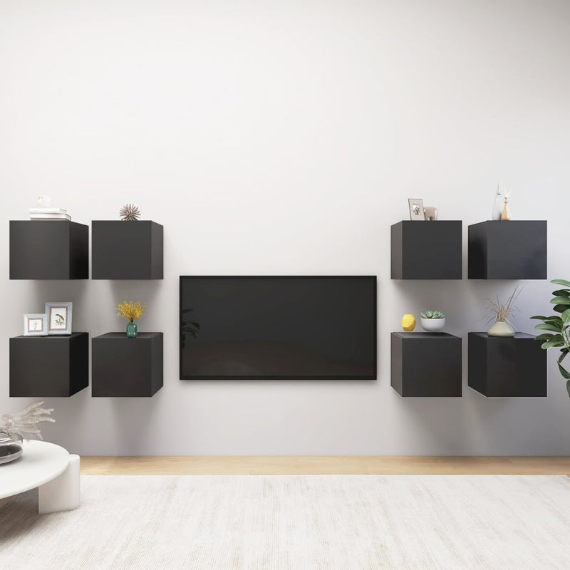 Wall Mounted TV Cabinets 8 pcs Grey 30.5x30x30 cm Payday Deals