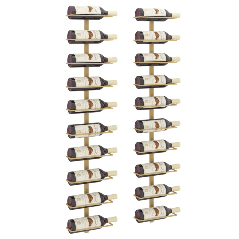 Wall-mounted Wine Rack for 10 Bottles 2 pcs Gold Metal Payday Deals