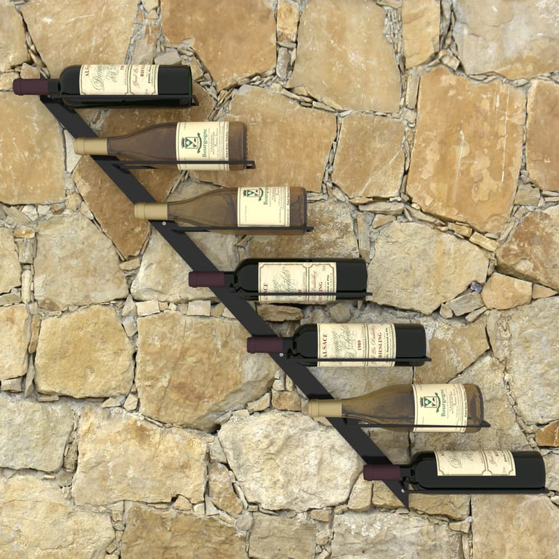 Wall-mounted Wine Rack for 7 Bottles Black Metal Payday Deals