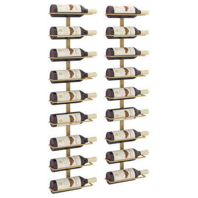 Wall-mounted Wine Rack for 9 Bottles 2 pcs Gold Iron Payday Deals