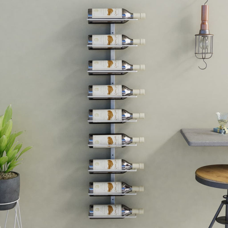 Wall-mounted Wine Rack for 9 Bottles White Iron Payday Deals