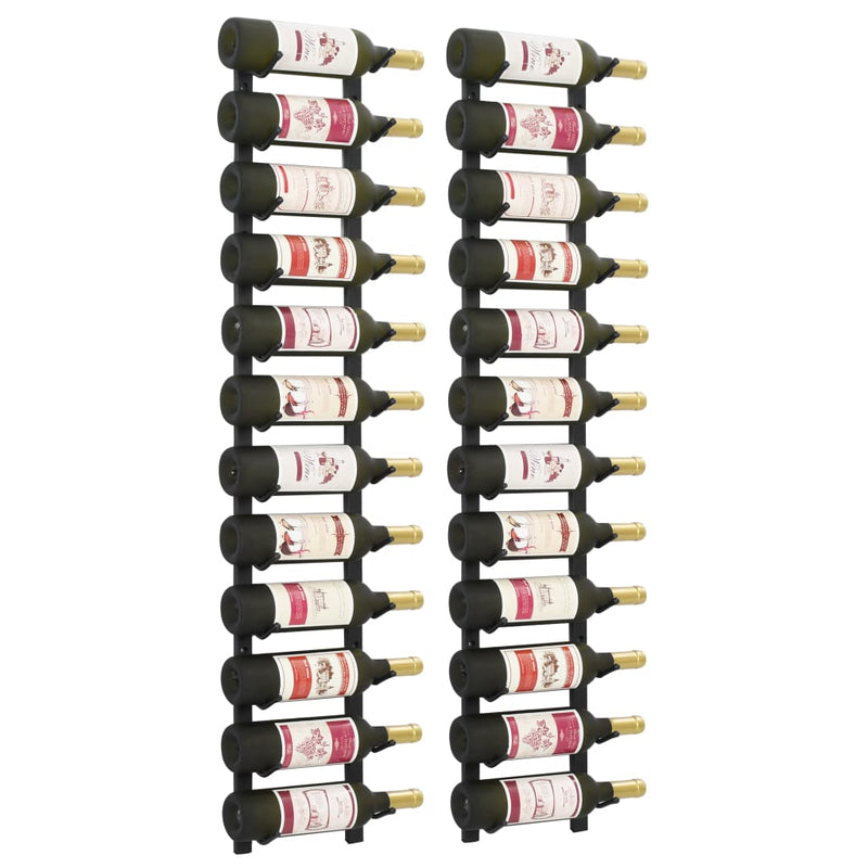 Wall Mounted Wine Racks for 12 Bottles 2 pcs Black Iron Payday Deals