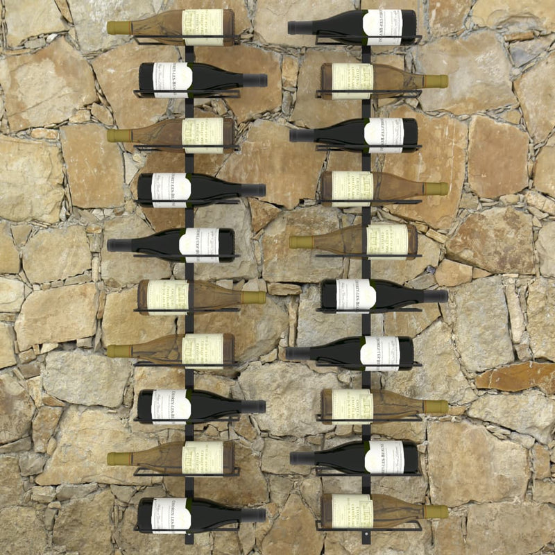 Wall-mounted Wine Racks for 20 Bottles 2 pcs Black Metal Payday Deals