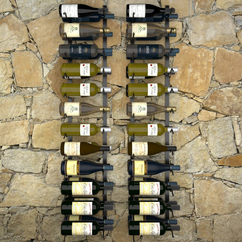 Wall-mounted Wine Racks for 48 Bottles 2 pcs Black Iron Payday Deals