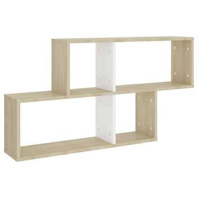 Wall Shelf White and Sonoma Oak 100x18x53 cm Chipboard Payday Deals