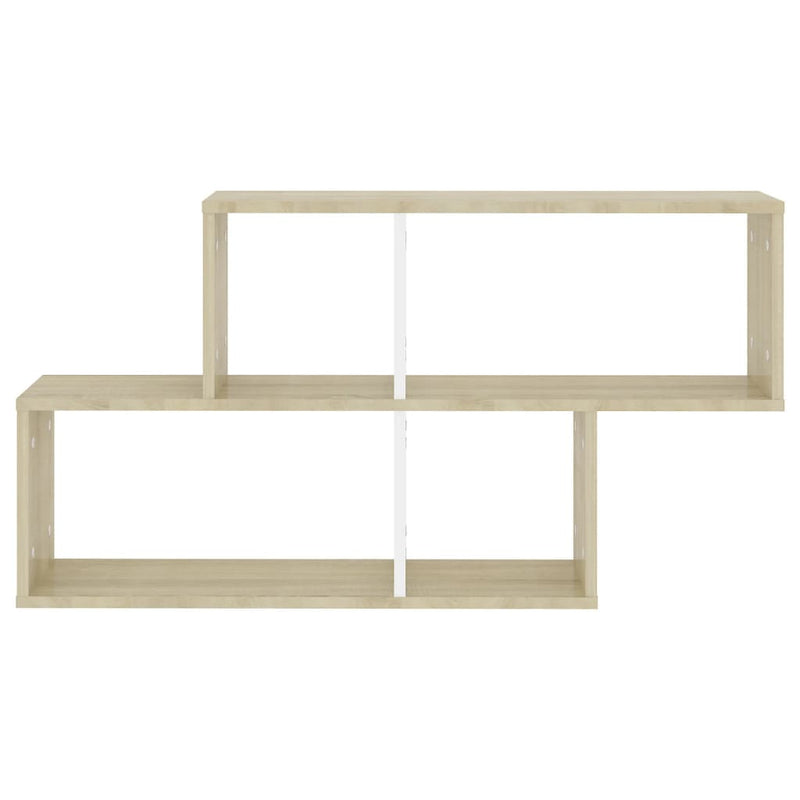 Wall Shelf White and Sonoma Oak 100x18x53 cm Chipboard Payday Deals