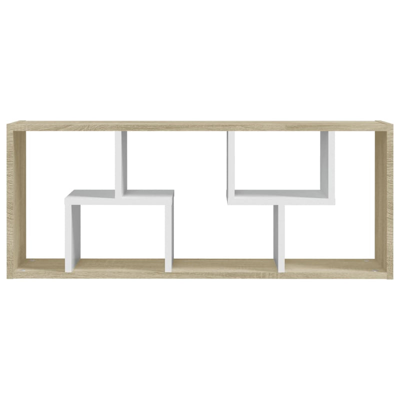 Wall Shelf White and Sonoma Oak 36x16x90 cm Chipboard Payday Deals