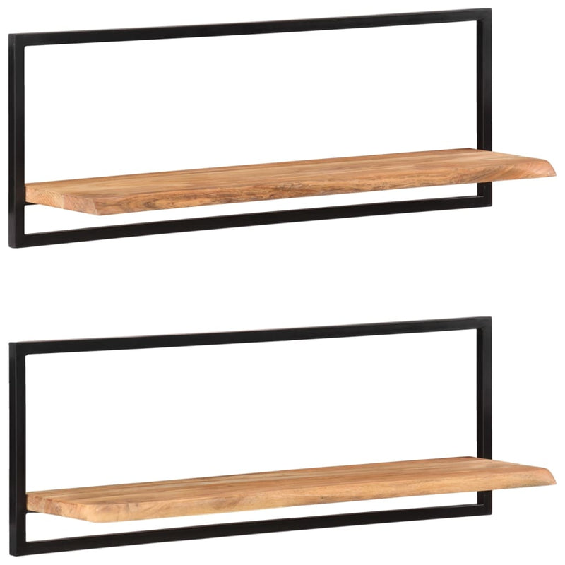 Wall Shelves 2 pcs 100x24x35 cm Solid Wood Acacia and Steel Payday Deals