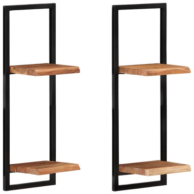 Wall Shelves 2 pcs 25x25x75 cm Solid Wood Acacia and Steel Payday Deals