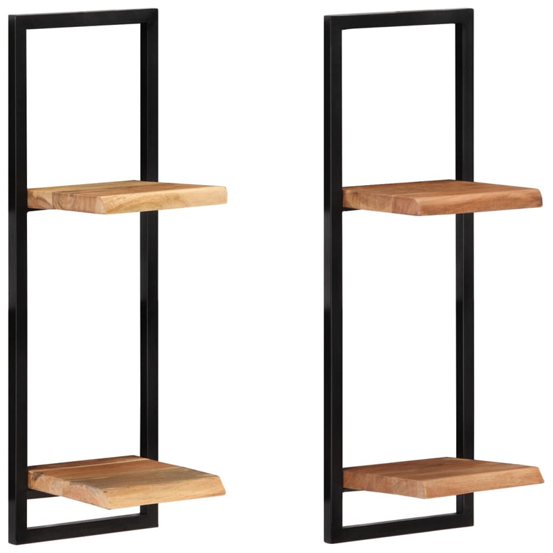 Wall Shelves 2 pcs 25x25x75 cm Solid Wood Acacia and Steel Payday Deals