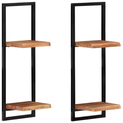 Wall Shelves 2 pcs 25x25x75 cm Solid Wood Acacia and Steel Payday Deals