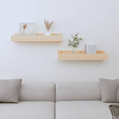 Wall Shelves 2 pcs 50x12x9 cm Solid Wood Pine