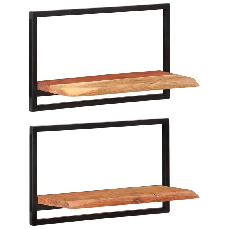 Wall Shelves 2 pcs 60x25x35 cm Solid Wood Acacia and Steel Payday Deals