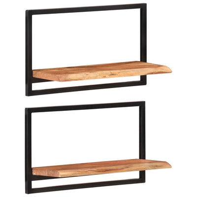 Wall Shelves 2 pcs 60x25x35 cm Solid Wood Acacia and Steel Payday Deals