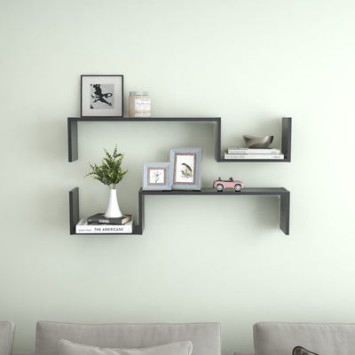 Wall Shelves 2 pcs Grey 100x15x20 cm Chipboard