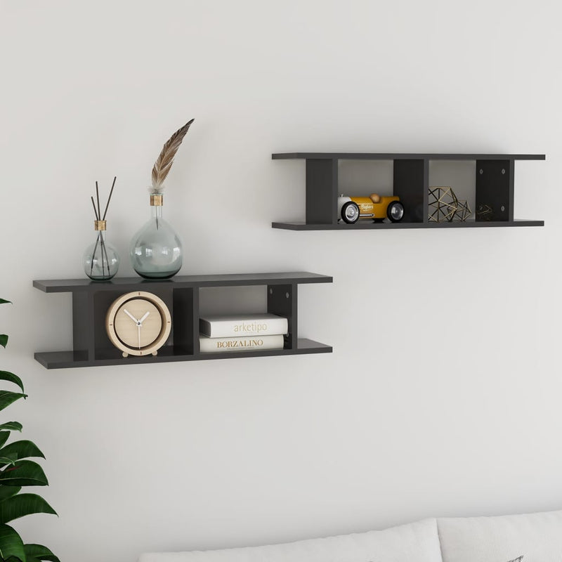 Wall Shelves 2 pcs Grey 78x18x20 cm Engineered Wood Payday Deals