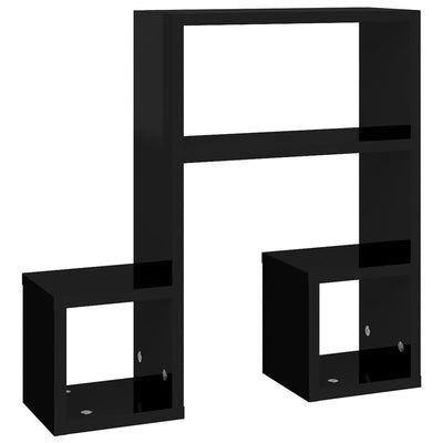 Wall Shelves 2 pcs High Gloss Black 50x15x50 cm Engineered Wood Payday Deals