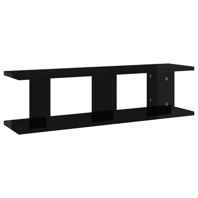 Wall Shelves 2 pcs High Gloss Black 78x18x20 cm Chipboard Payday Deals