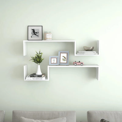 Wall Shelves 2 pcs High Gloss White 100x15x20 cm Chipboard Payday Deals