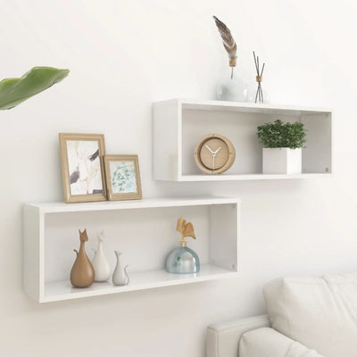 Wall Shelves 2 pcs High Gloss White 60x15x23 cm Chipboard Payday Deals