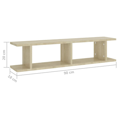 Wall Shelves 2 pcs Sonoma Oak 90x18x20 cm Engineered Wood Payday Deals