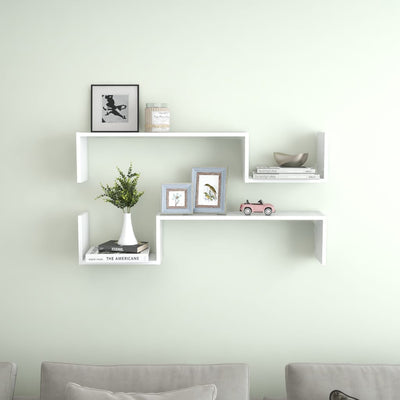 Wall Shelves 2 pcs White 100x15x20 cm Chipboard Payday Deals
