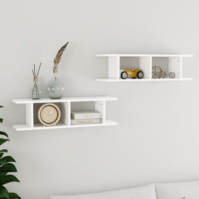 Wall Shelves 2 pcs White 78x18x20 cm Chipboard