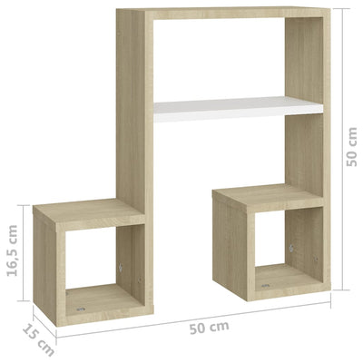 Wall Shelves 2 pcs White and Sonoma Oak 50x15x50 cm Chipboard Payday Deals
