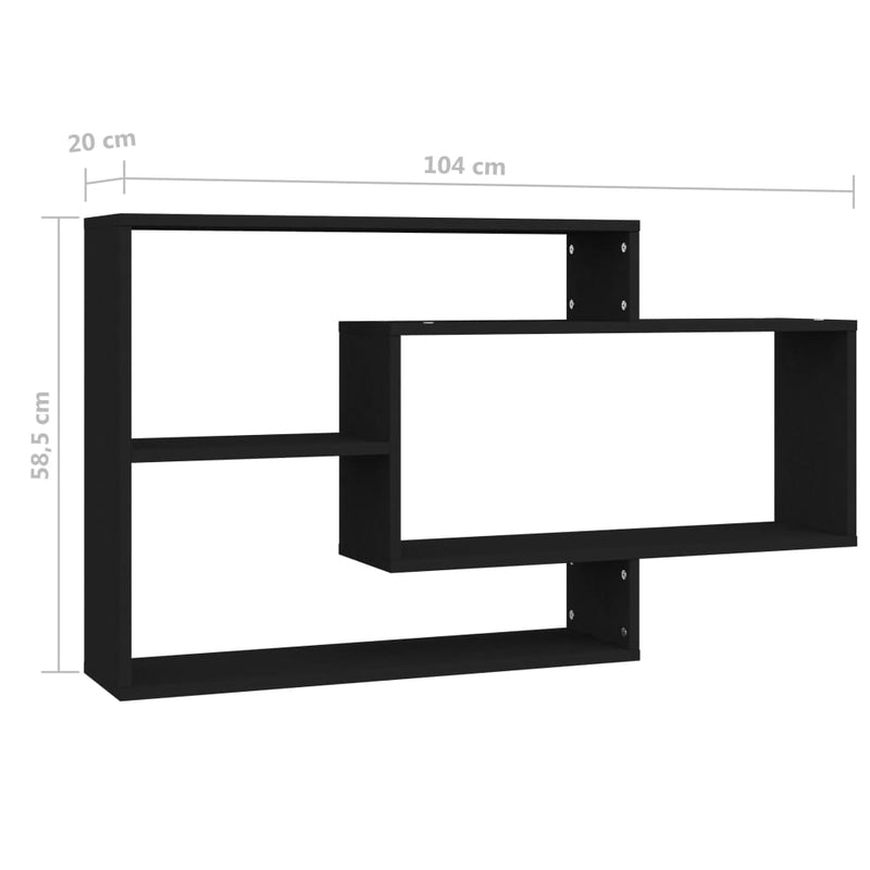 Wall Shelves Black 104x20x58.5 cm Chipboard Payday Deals